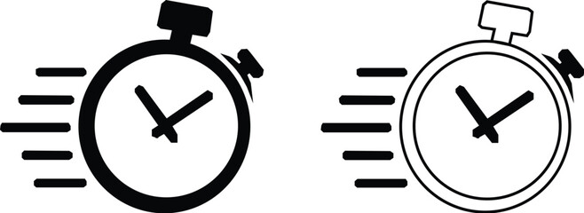 Stop watch icon design elements pack. Vector symbols for UI Designs. On white background. 


