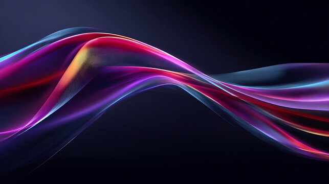 Abstract flowing wave of colorful light particles on a dark background creates a dynamic and modern feel