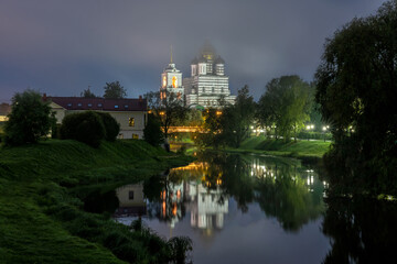 View of the Trinity Cathedral at night, Pskov