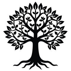buddhist tree of life symbolism isolated on white background