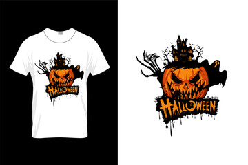 Creative halloween t shirt design with white t shirt mockup