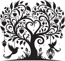 Obraz premium Bird & Tree Art Silhouette Bundle