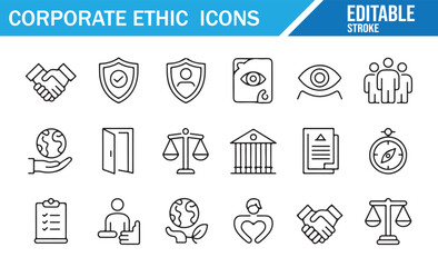Leadership and integrity icons with law and fairness symbols vector illustration