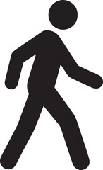 Pedestrian silhouette icon vector, walking person symbol design for traffic, safety, urban, and navigation.