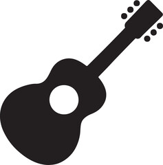Guitar silhouette icon vector, music instrument symbol design for performance, melody, and entertainment.