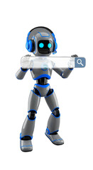 Robot Holding Search Bar Icon Digital Technology Future Innovation Artificial Intelligence Concept