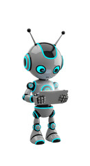 Robot Working on Laptop Digital Illustration Futuristic Technology Concept for Business and Innovation