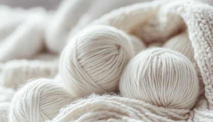 Detailed Shot Of Wool Knitting On A White Background, Emphasizing Texture And Craftsmanship In Handmade Creation. Pure And Simple Elegance.