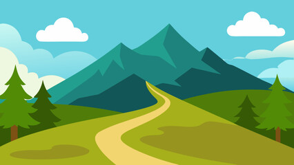 A beautiful summer mountain landscape with a green valley and clouds in the sky