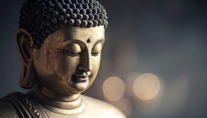 Buddha statue close-up, serene face