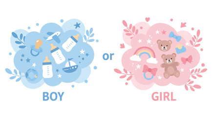 Gender reveal banner vector design