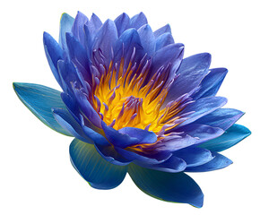beautiful blue lotus flower isolated on a transparent background