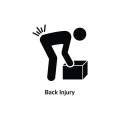 Back Injury Icon. Workplace Safety and Caution Illustration.