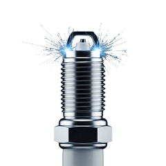 Spark Plug Ignition with Electrical Discharge on Black Background Automotive Repair Concept