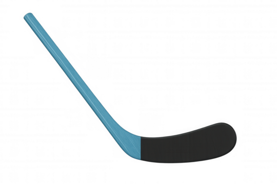 Hockey stick with light blue handle and black blade isolated on transparent background, perfect for sports-themed projects - Powered by Adobe