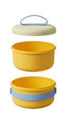Stacked Yellow and Blue Plastic Food Containers for Healthy Lunch Storage and Meal Prep
