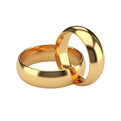 Two Gold Wedding Rings Intertwined Symbolizing Love Marriage and Commitment on Black Background
