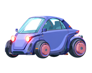 c3 electric car, in a purple and blue color scheme, vector illustration style, cartoon rendering effect