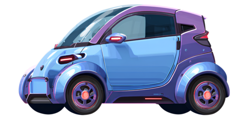 c3 electric car, in a purple and blue color scheme, vector illustration style, cartoon rendering effect, transparent background