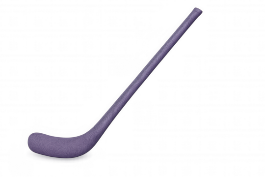 Hockey stick positioned against clean white backdrop, highlighting professional sports equipment and dynamic ice hockey performance