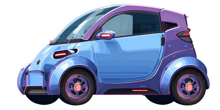 c3 electric car, in a purple and blue color scheme, vector illustration style, cartoon rendering effect, transparent background
