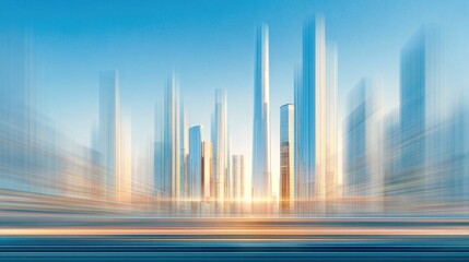 Fototapeta premium Futuristic Skyscrapers with Motion Blur (Close View)