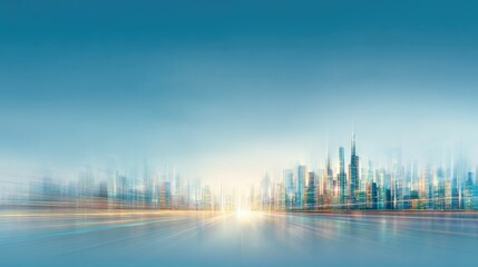 Futuristic Cityscape with Motion Blur (Wide View)