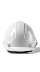 Fototapeta premium Stunning photo of isolated white construction helmet in a mockup style, front-facing and centered against a clean white background. Ideal for projects focused on safety.