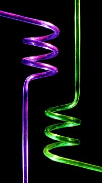 Swirling Liquid Inside Colorful Twirly Straws