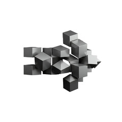 Abstract Geometric Cube Cluster on Black Background Modern Design Element Stock Photo