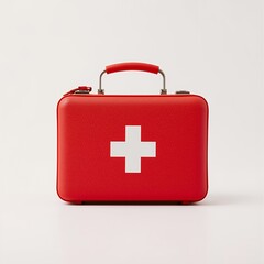 Obraz premium Red medical kit with cross, healthcare symbol illustration.