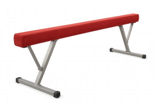 Red balance beam isolated on transparent background, ideal for gymnasts practicing and perfecting their skills