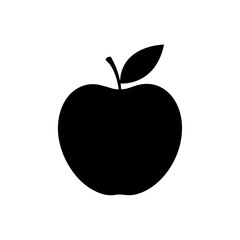 Black apple simple icon on transparent background silhouette