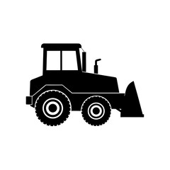 Silhouette of a bulldozer on transparent background
