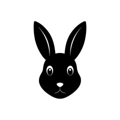 Black rabbit head design on transparent background silhouette