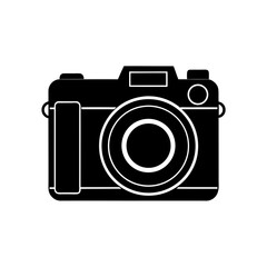 Isolated camera in black on transparent background silhouette