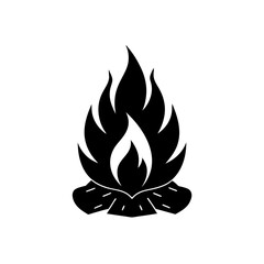 Silhouette of a bonfire on transparent background