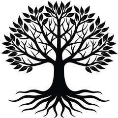 tree of life shaped roots and branches isolated on white background