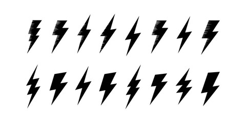 Lightning Bolt Icon Set Various Styles