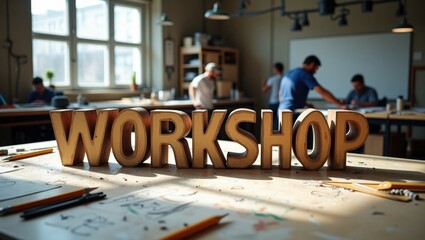 Hands-On Creative Workshop: The Word Built from Raw Materials and Design Tools on a Worktable