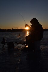 Ice fishing on Wolf Lake 