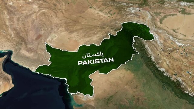 Satellite map of pakistan with country name clearly labeled
