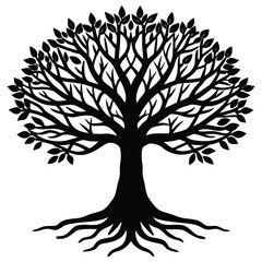 vintage tree of life etching isolated on white background
