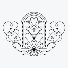 Folk Art Heart Floral Frame Decorative Vector Illustration © Ahamedpicu