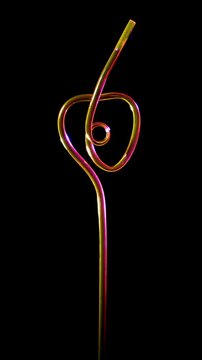 Flow Of Liquid Inside Neon Orange Straw
