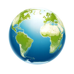 World globe showcasing continents like Europe Africa and the Americas against a deep blue ocean demonstrating cartography