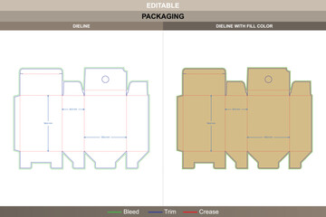 Auto bottom snap lock box dieline with custom dimensions and insert option, editable carton packaging design vector template with print ready die line