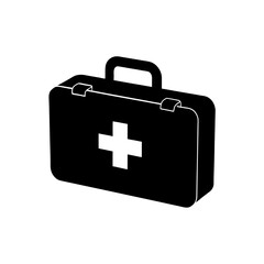 Black first aid kit icon on transparent background silhouette