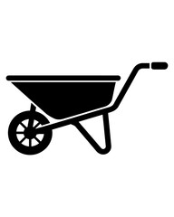 Black Wheelbarrow Icon on White Background Agriculture Gardening Equipment Construction Tool Symbol Illustration Single Object Isolated