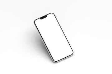 Smartphone mockup with a large, blank white screen, placed against a plain white background